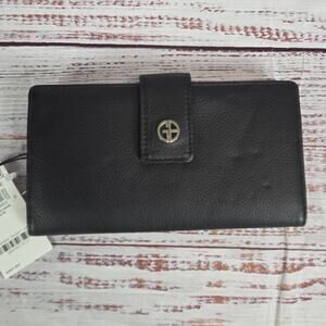 Giani Bernini Black Trifold Wallet with Kiss Lock Closure Basic Minimalist NWT